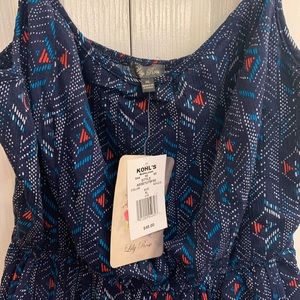 NWT! Lily Rose blue geo print jumpsuit (XL)